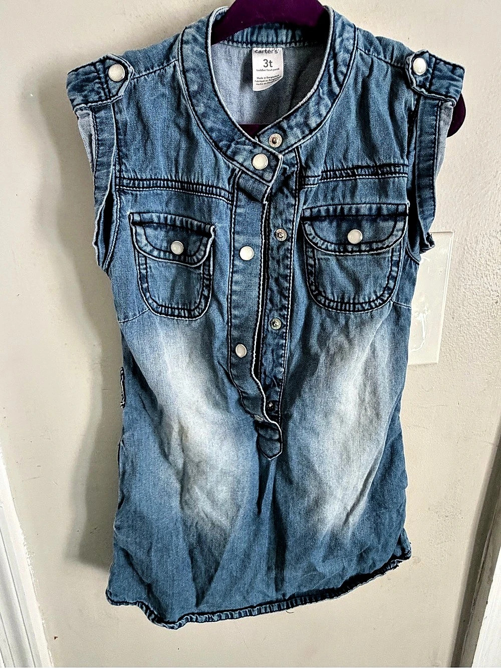 Carter's Denim Utility Vest Girls 3T Blue